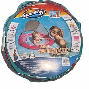 SwimWays Baby Float Blue 9-24 Months Adj Canopy